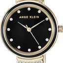 Anne Klein Women's Premium Crystal Accented Watch and Bangle Set (Gold/Black)