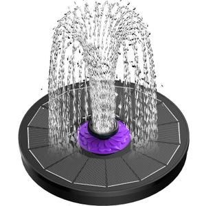 SZMP Solar Fountain 3.5W Bird Bath Fountains with Flower Upgraded Glass Panel, Solar Powered Water Fountain with 7 Nozzles & 4 Fixer, Solar Fountain Pump for Bird Bath, Garden, Pond, Outdoor -Black