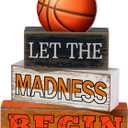 Yuntau 4 Pcs Basketball Table Decorations 2026 Sport Tiered Tray Decor Ball Wooden Sign Blocks Basketball Room Decor Farmhouse Centerpieces for Home Shelf Locker Bedroom Senior Night Party Gifts
