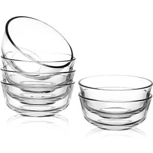 SWEEJAR 8 oz Glass Bowls Set(6 pack),Small for Kitchen,Dessert for Ice Cream,Snack , Side Dishes, Serving for Dipping, Prep