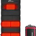 Sportneer Heated Sleeping Bag with 5 Heating Zones, Warm Flannel Cold Weather Sleeping Bag for Adults, 3 Heat Levels USB Powered (Power Bank Not Included), Winter Camping & Outdoor Hiking (Black)