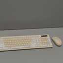 Wireless Keyboard and Mouse Combo, Full-Sized Wireless Keyboard and Adjustable DPI Mouse, 2.4GHz USB Receiver, Keyboard and Mouse for PC, Windows, Desktop, Laptop (Latte Color)