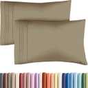 King Pillow Cases Set of 2 - Ultra Soft Hotel Quality Pillowcase Covers - Comfy, Cozy & Wrinkle Free - Shrinkage, Stain and Fade Resistant - Machine Washable Pillow Protectors - 2 Piece Set - Khaki