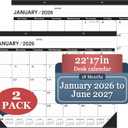Desk Calendar 2026, Desk Calendar 2026 Large 22 x17(January 2026 - June 2027),2026 Calendar,Classic Black,Large Calendar 2026-2027 with Plastic Cover(2 PACK), 2026-2027-JAN-2PCS