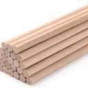Wood Dowels Wooden Dowel Rods for Crafts, 25PCS 3/8 x 24 Round Macrame Wooden Sticks for Crafting, Unfinished Hardwood Sticks for Arts and DIYers, Tiered Cake Support and Wedding Ribbon Wands