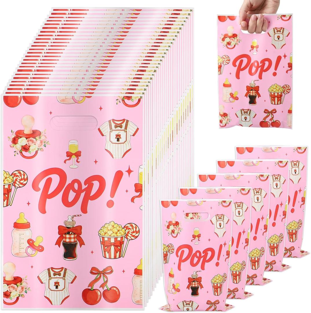 2 x Tintinwiwigo 30PCS - Shes Ready to Pop Baby Shower Decorations Gift Bags,Ready to Pop Baby Shower Decorations,Baby-Shower Gift-Bags,Gift Bags with Handles,Double-Sided Pattern