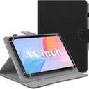 DETUOSI Universal 11 inch Tablet Case, 11.5 inch Tablet Cover, Travel Portable Protective Folio PU Leather Stand Shell Casewith 4 Fixed Rings for All Kinds of 11-12 inch Android/iOS/Windows Tablet (Black)