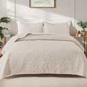 Exclusivo Mezcla Twin Quilt Bedding Set with 1 Pillow Sham, Lightweight Brich Beige Twin Size Quilt Bedspread with Vintage Damask Pattern, Soft Bedspreads Coverlets for All Seasons (Twin (68"x88"))