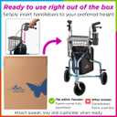 NOVA Traveler Folding 3-Wheel Walker with Tray, Basket, Pouch & Cup Holder, Lightweight Mobility Aid for Seniors & Adults, 8 All-Terrain Wheels for Tight Spaces & Travel, Sky Blue
