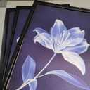 3 x Framed Blue Lily Flower Wall Art, Purple Botanical Canvas Print with Black Frame for Home Decor