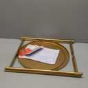 danpinera Gold Side Table, End Table for Small Spaces Outdoor Desk Round Metal Patio Coffee Nightstand Waterproof Removable Tray Desk for Living Room Bedroom Balcony Office