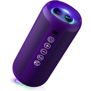Ortizan Portable Bluetooth Speaker: IPX7 Waterproof, 24W Loud Sound, Deep Bass, Bluetooth 5.3, LED Lights, Wireless Stereo Pairing, 30H Playtime, for Home/Outdoor/Party/Beach, Birthday Gift, Purple