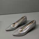 mysoft Kitten Heels for Women Low Heel Pumps 2 Inch Closed Toe Wedding Dress Shoes (8, Silver)