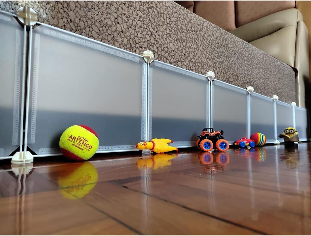 Under Bed Blocker for Pets, Gap Bumper for Under Bed, Stop Things Going Under Bed or Sofa Couch, Toys Blocker for Cats Dogs, Easy to Install, Total 11.8" Height 83" Length, White