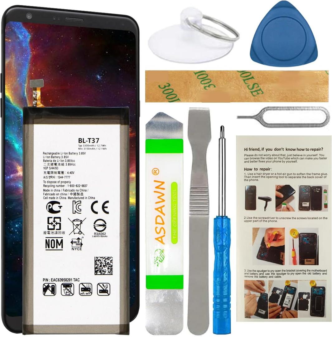 ASDAWN BL-T37 for LG Stylo 4 Battery Replacement, for V40 ThinQ LM-V405UA and Stylo 4 Q710 Q710AL Q710TS Q710MS Q710CS Q710US EAC63958201 with Repair Tool Parts + Installation Instruction