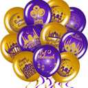 Zomiboo 40 Pieces Ramadan Mubarak Balloons Eid Mubarak Party Decoration Happy Eid al-Fitr Latex Balloons Set for Home Event Indoor Outdoor Ramadan Kareem Decor Eid al-Adha Supplies(Purple Gold)