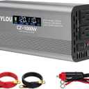 1000W Pure Sine Wave Inverter (2000W Peak), 12V/24V Auto-Detect, 50Hz/60Hz Switchable, LCD Display, Type-C Fast Charging, Silent Design, Overload & Overheat Protection for RV, Home