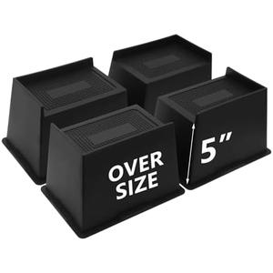 HANIHUA 4 Pack Bed Risers 5 inch Heavy Duty, Oversized Furniture Risers, Extra Wide Bed Lifts Risers for Couch, Table, Sofa, Dorm Twin XL, Desk, Bed Frame Risers Supports Up to 6,500 Lbs