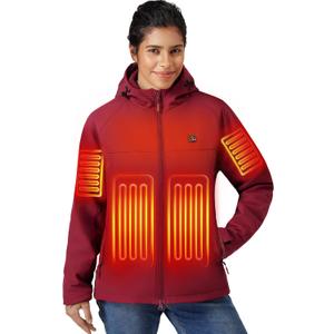 ULUSERN Heated Jacket for Women with 12V Battery Pack Included,Soft Shell Electric Heating Coat with 5 Large Heating Areas (L)