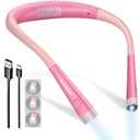 Glocusent Book Light, 3-Color & 6-Brightness Reading Light, Bendable Neck Light, 80-hr Lasting Rechargeable Book Light, Perfect Reading Lights for Books in Bed, Knitting, Book Lovers Gifts - 1Pack (Medium, Pink)