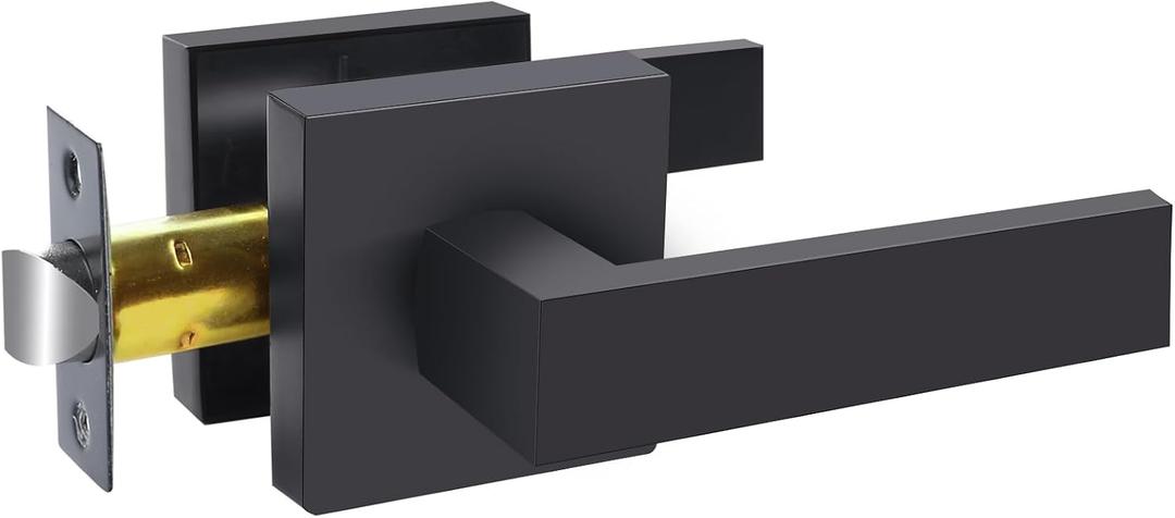 RAZCC Passage Door Lever, Matte Black Interior Door Handles for Hallway& Closet Heavy Duty Non-Locking Lever Sets Keyless Door Knobs Lockset for Right & Left Side Door, 1 Pack