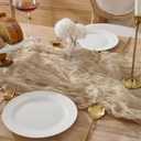 12 Pack Tan Beige Cheesecloth Table Runners, 120 Inch 10Ft Gauze Table Runner for Wedding Birthday Party Baby Shower Decorations