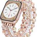 VISOOM Beaded Bracelet Compatible for Apple Watch Band 42mm/44mm/45mm/46mm Series 11 10 9 8 7 Se(3 2 1) 6 5 4 Women Fashion Cute Handmade Stretchy Watch Strap for iWatch Bands Series 3/2/1