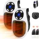 2PCS Ecowarm Plug in Heater, 500W Wall Outlet Electric Space Heater as Seen on TV, Small Portable Space Heater with Adjustable Thermostat & Timer & Led Display for Office Bathroom Bedroom Indoor Use