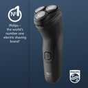 Philips Norelco Shaver 1100 Series, Dry Electric Shaver, 27 Self-Sharpening ComfortCut Blades, 4D Floating Heads, P-Cap, Deep Black, Model S1016/90