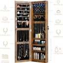 Full Length Mirror Jewelry Cabinet Organizer Lockable Door Wall-Mounted Jewelry Armoire with Shelves and Behind the Door Storage Rustic Brown