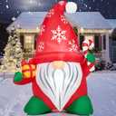 JOIEDOMI 6 FT Tall Christmas Inflatables Outdoor Decoration, Blow Up Gnome with Gift & Candy Cane, Christmas Yard Inflatables Gnome Outdoor Decor with LED for Xmas Decor Outside