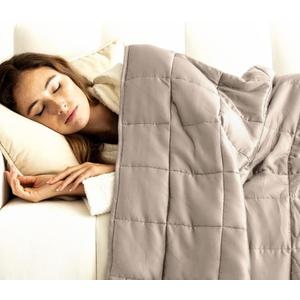 Luna Weighted Blanket - 100% Lyocell Rayon - 15lb Queen 60" x 80" Beige - Imported 