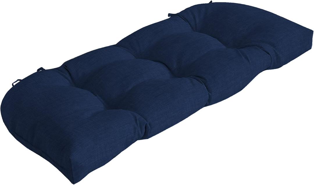 Arden Outdoor Wicker Settee Cushion, 41.5 x 18, Rain-Proof, Fade Resistant Sapphire Blue Leala