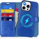 TUCCH Case Wallet for iPhone 16 Pro Max, Removable [2 in 1] [Wireless Charging] PU Leather Magnetic Stand RFID Blocking 4 Card Slots Detachable Protective Folio for iPhone 16 Pro Max, Klein Blue