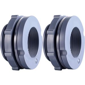 Outus 2 Pieces PVC Bulkhead Fitting for Rain Barrels, Aquariums, Water Tanks (1.5 Inch) Outus 2 Pieces PVC Bulkhead Fitting for Rain Barrels, Aquariums, Water Tanks (1.5 Inch)