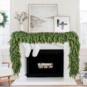 Lvydec Christmas Pine Garland, 6.5ft Realistic Cedar Cypress Greenery Decoration, Holiday Mantel Fireplace Table Centerpiece (Light Green)