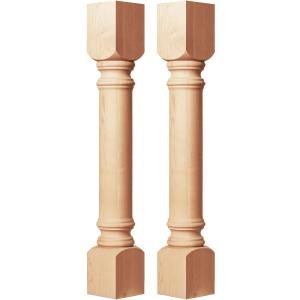 35 1/2-inch H 5-inch W 5-inch D Wood Carved Traditional Cabinet Columns, 2Pcs Unfinished Massive Replacement Kitchen Island Countertop Legs for Large Dining Table Kitchen Counter Vanities (5"W x 5"D x 35 1/2"H)