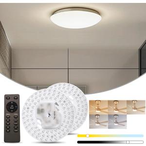 Bonlux Ceiling Fan LED Light Replacement, 6.69 inch 36W 5CCT Dimmable LED Light Kit with Remote, Retrofit Kit for Flush Mounts, 2-Pack