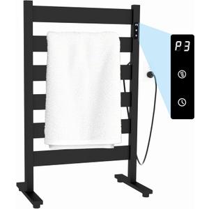 Heated Towel Rack  Rapid PTC Heating, LED Timer Control, High Temp & Large Capacity  6 Bars Premium Freestanding Bathroom Towel Warmer,Matte Black
