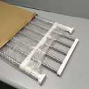 Maerd Short Dog Gates for Doorways,Dog Gate to Step Over,Retractable Puppy Gate for Stairs Indoor with Door,15.7Inch Doggy Gate,Silver and White Pet GATE (Silver, 29''-38'' W, 15'' H)