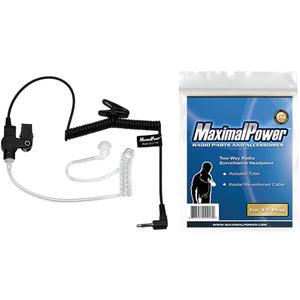 MaximalPower RHF 617-1N 3.5mm RECEIVER/LISTEN ONLY Surveillance Headset Earpiece with Clear Acoustic Coil Tube Earbud Audio Kit For Two-Way Radios, Transceivers and Radio Speaker Mics Jacks , Black