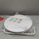 VASAGLE LILEA Collection - Small Round Side End Table, Modern Nightstand with Fabric Basket, Matte White and Camel Brown ULET223W10