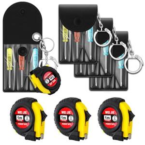 Jutom 3 Pcs Mini Tape Measure Keychain Bulk Mini Screwdriver Keychain Set Adult Tool Party Prize for Father's Men Gifts