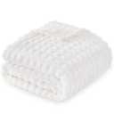 2 x Luxury 3D Jacquard Baby Blanket, Flannel Fleece Nursery Blanket with Grid Pattern, 30 x 40 Inch Soft Throw for Infants & Toddlers (Ivory Cream)