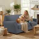 4 Piece Stretch Sofa Covers for 3 Cushion Couch, Non Slip Couch Covers for Sofa, Pet Couch Cover Washable, Couch Slipcover for Dogs, Kids (Light Gray), 91"-110" (3 Cushion XL Sofa)