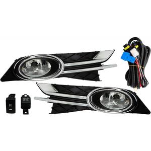 Fog Light Assembly Compatible with 2014-2017 Odyssey Van 4-Door Clear Lens Bumper Driving Lamps w/Switch Harness + Bulbs HO2592137 HO2593137