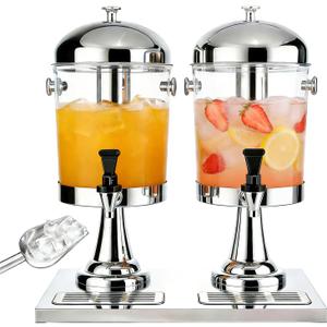 4.4 Gallon Iced Beverage Drink Dispenser, Stainless Steel Water Jar with Stand, Iced Beverage Drink Dispenser for Parties, Commercial Hot Cold Juice, Hot & Cold Drinks