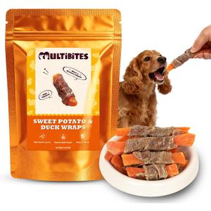 6 oz Sweet Potato & Duck Wraps Duck Sweet Potato Dog Treats High-Protein & Low Fat Healthy Digestive Support Dog Consitipation Relief Contains Vitamins for Dog Training Treat