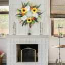 LIEKE 21 inch Spring Wreath for Front Door Summer Wreath Sunflower Peony Wreath for Porch Wall Window Farmhouse Home Decoration