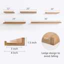 HOMWOO Floating Shelves Natural Wood Wall Shelves Wall Mounted Picture Ledge for Home, Living Room, Bedroom, Bathroom, Office,24 Inches